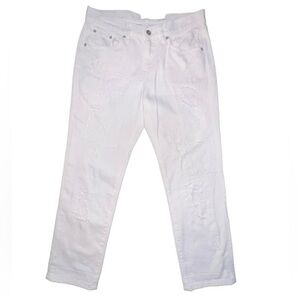 EUC Lauren Ralph Lauren White Wash Patchwork Relaxed Taper Jeans 4 Distressed